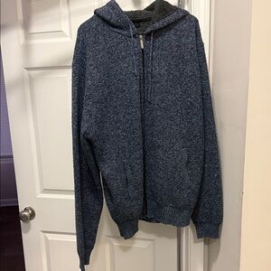 Men's Navy Full-Zip Hooded Sweater